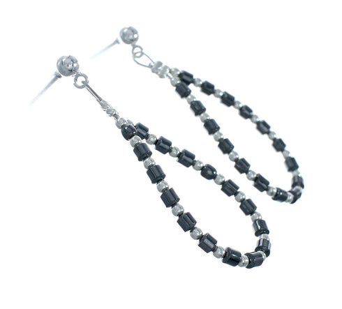 Sterling Silver Hematite Bead Post Dangle Earrings X10281